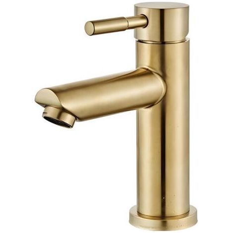 Mitigeur lavabo monocommande en acier inoxydable 304 – Finition dorée brossée PVD – Cartouche céramique – Mousseur haute performance – Installation facile (1/4)
