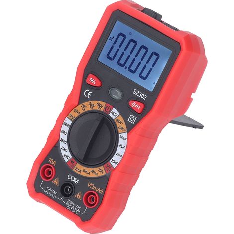 Multimètre numérique rétroéclairé haute précision avec indicateur LED automatique, voltmètre CC/CA et lampe torche rouge (1/5)