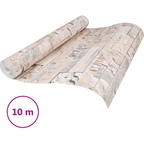vidaXL Papel tapiz 3D de piedra Beige 10 x 0,53 m Tela no tejida (1/2)