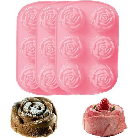 Moule En Silicone Rose - 3 Pièces - Résistant Au Froid Et À La Chaleur - Pour Chocolat Bonbons Glace Gelée Pâte À Sucre Savon - 100 % Alimentaire (1/5)