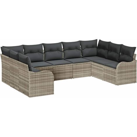 Maison Exclusive - Gartensofa-set Hellgrau Poly-Rattan