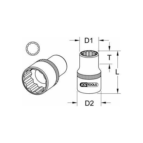 1/2" 12-kant-Stecknuss, 9mm (1/3)