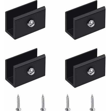 Pince à Verre, 4 Pièces de Support d'Étagère en Verre Murale Support Tablette Verre Noir, Fixation Tablette Verre Réglable en Alliage d'Aluminium, Pour Verre de 6 à 8 mm d'Épaisseur