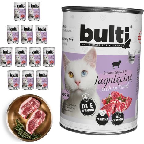 BULTI pâtée pour chat à l'agneau, boîte de 12 x 400 g (1/3)