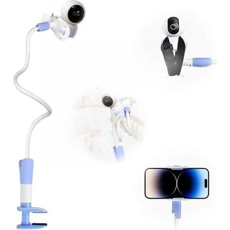 Support Universel Babyphone Caméra - Double Bras 360 Réglable Installation sans Perçage 85cm Alliage de Magnésium