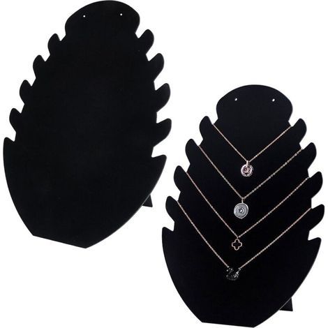 Lntyq Lot de 2 Presentoir Collier avec 5 Encoches Porte PréSentoir Bijoux Diy Crafts Support de PréSentation de Bijoux de Bureau Présentoir Collier Support Velours Porte Bijoux pour Collier, Pendenti (1/5)