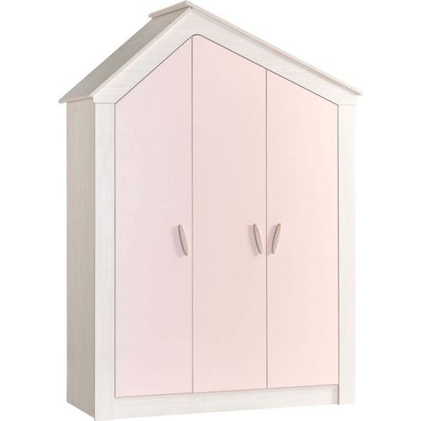 Kleiderschrank 3 Türen rosa 207x150x58cm