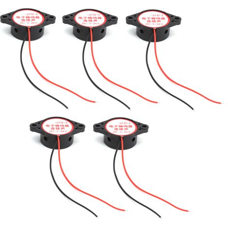 5 Pièces Buzzer d'Alarme Sonore Actif Continu 95dB Haut Decibel Signal Piezo DC 3-24V (Noir) (1/5)