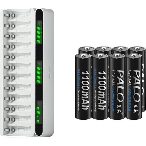 Batteries Rechargeables, Capacité de 3000mAh, Charge Rapide, 8AAA 1Chargeur (1/2)