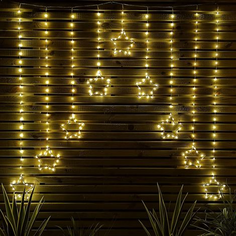 1.2m Warm White LED Star Curtain Lights Christmas Decorations (1/5)
