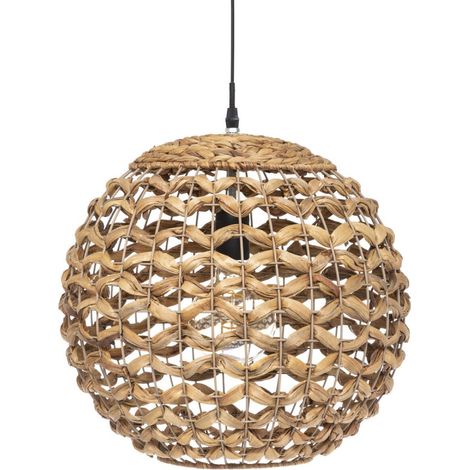 Atmosphera – Suspension en jacinthe d'eau D38cm – Abat-jour rond ajustable – E27 40W – Pour intérieur boho et scandinave