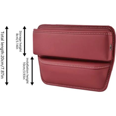 (Rouge) Organisateur de siège auto en cuir PU pour combler les espaces entre les sièges avant, avec porte-gobelet intégré. (1/5)