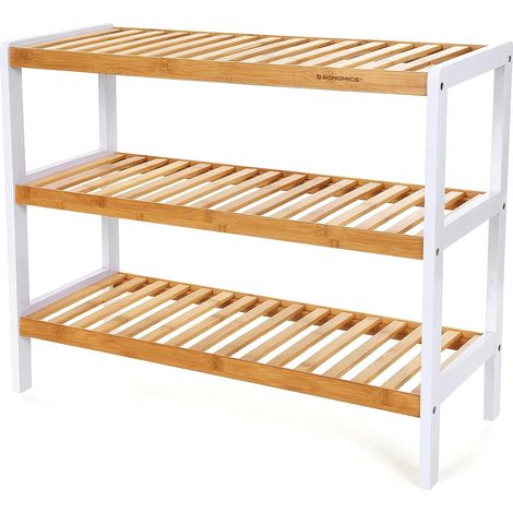 Songmics – Étagère à chaussures 3 niveaux en bambou 70 x 25 x 55 cm – Structure solide et écologique – Montage facile – LBS03H (1/5)