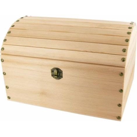 Coffre Malle CTOP - Forme pirate - 533729 cm - Bois massif - Accessoire de rangement