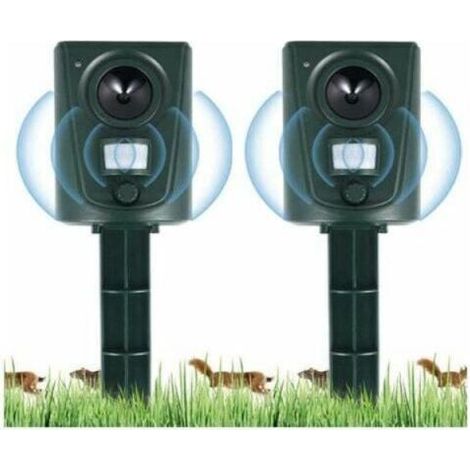 2X Ultrasonic Garden Cat Repellent, Cat Repellent with Ground Stake Prevent Dogs and Cats, Birds, for Gardens, Fields, Nurseries, Waterproof (1/5)