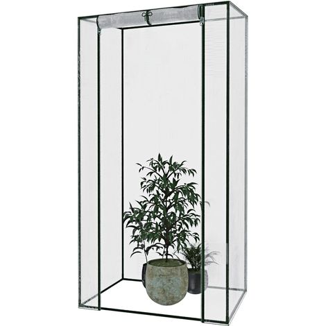 Serra Per Orto Giardino Terrazzo Balcone Senza Ripiani Struttura Metallo Verniciato Telo Trasparente In PVC Con Porta Avvolgibile Apertura A Cerniera Protezione Piante Giardinaggio 95 x 70 x 190 Cm (1/5)