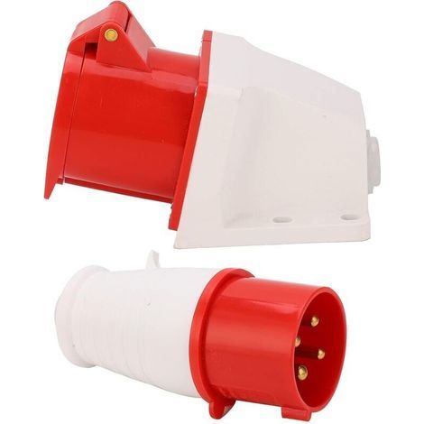 Prise de courant 4 broches 32A – Connecteur triphasé étanche IP44 – Montée en surface AC 380V-415V – Pour applications industrielles et agricoles (1/5)