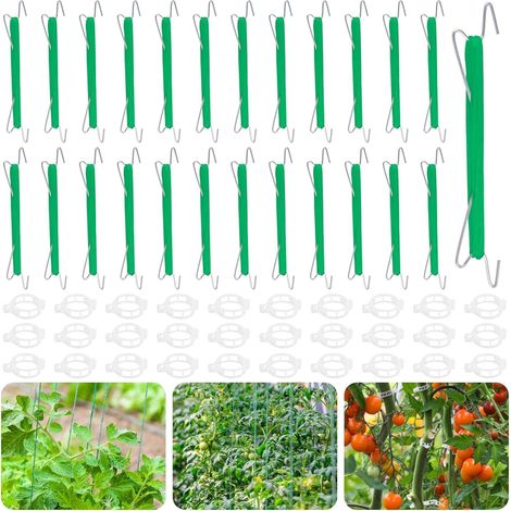 Bardusch - 25 Crochets de Tomate de Jardin en Métal avec 30 Clips de Tomates et Corde de 10 m, Crochets de Support pour Tomates,Tomates, et Plants de Vignes