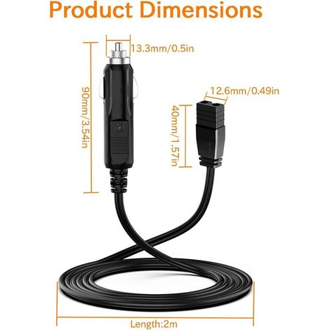 Mini-Autokühlschrank, 12V 10A Gleichstromkabel für Mobicool CoolBox, 2m Zigarettenanzünderstecker (1/5)