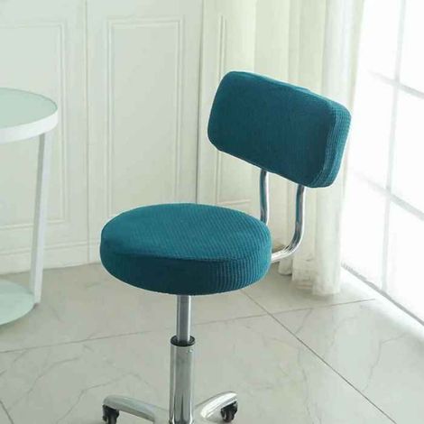 Housse de dossier de chaise ronde de Bar,tabouret Simple tout compris,housse de protection pivotante anti-poussière- peacock blue