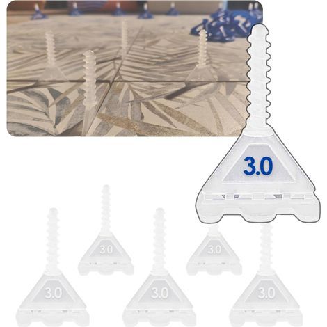 BRAVIX Lot Croisillon Carrelage Autonivelant 3mm x200 - Sans Cadran réutilisable I Facile pour Bricoleur et Carreleur Outil de Nivellement + Cale Carrelage Sol et Mur I Carreaux épaisseur 3-19mm Joint (1/5)