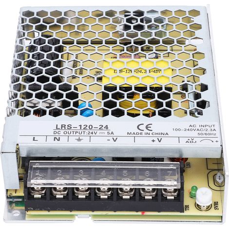 Alimentation à découpage 120W 24V avec transformateur LED, indicateur lumineux, entrée universelle 85-264VAC, driver étanche pour bandeaux lumineux. (1/5)