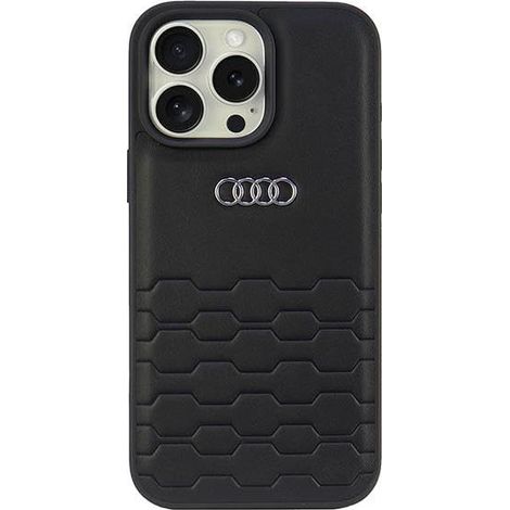 Étui rigide Audi en similicuir noir pour iPhone 16 Pro Max 6,9 pouces (AU-TPUPCIP16PM-GT/D2-BK)