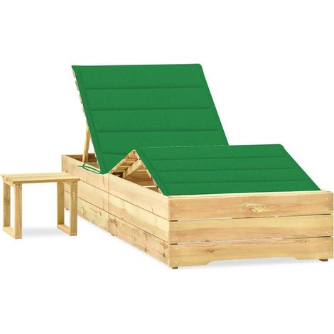 vidaXL Tumbona de jardín con mesa y cojín de madera de pino impregnada (1/5)