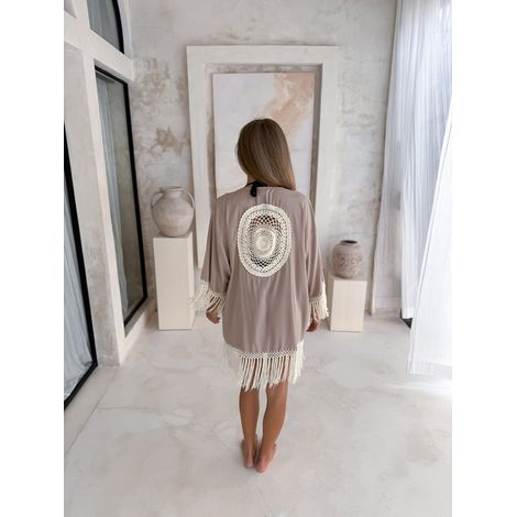 Telo da spiaggia rotondo beige (1/4)