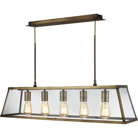 Searchlight Voyager - Barre de suspension à 5 lampes en laiton antique, E27 (1/3)