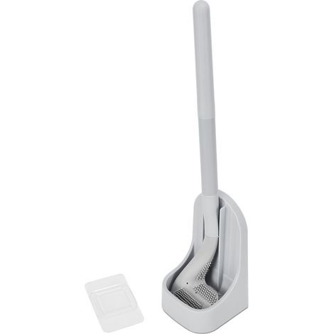 Golf toilet brush with removable long handle, cleans corners, for bathroom, hotel grey (1/5)