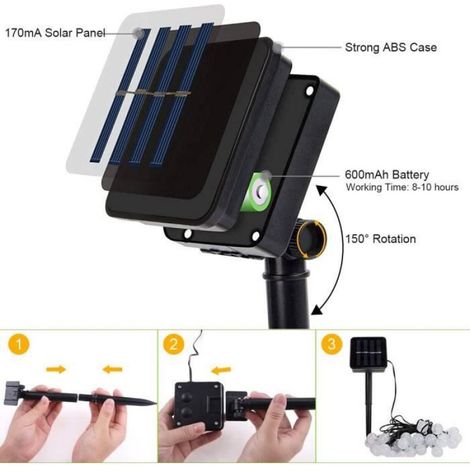 Guirlande Solaire - 7M - Multicolore - LED - IP65 étanche (1/4)