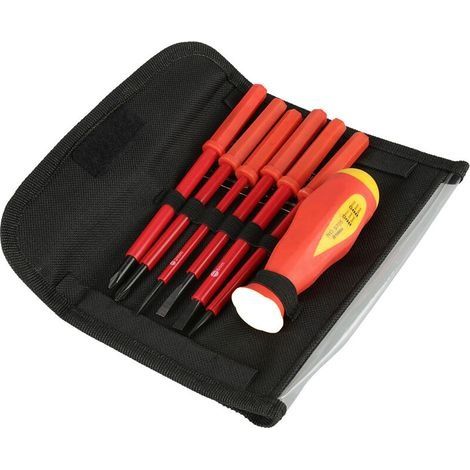 Jeu Tournevis d'Electricien Isolés 7pcs / set multifonction isolé sous la Croix Tournevis professionnels électricien avec sac de rangement Set Carivent (1/5)