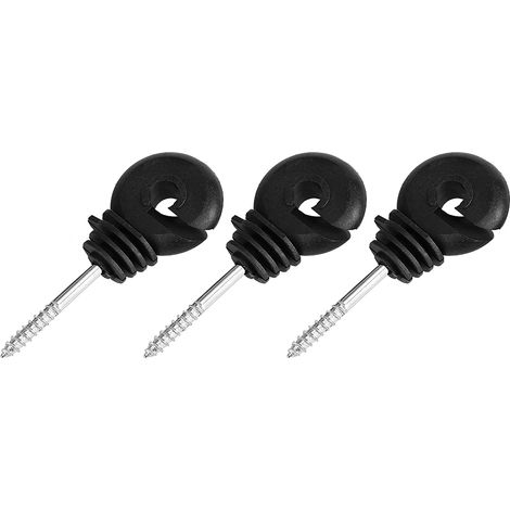 100 vis noirs isolants à visser pour poteau en bois, clôture électrique, fil ou ruban polyéthylène (1/5)