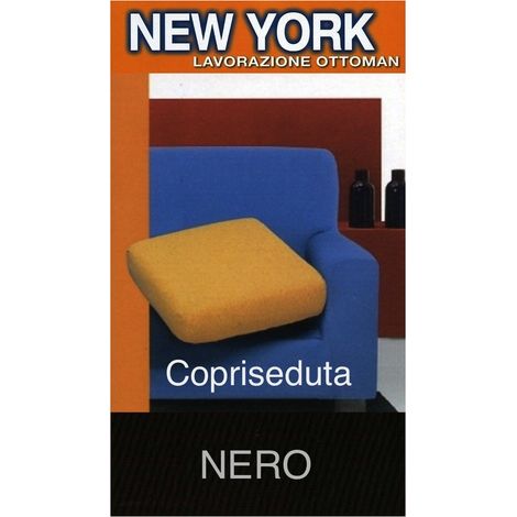Copriseduta Divano New York Nero - Tessuto Elasticizzato a Costine Antipilling - Made in Italy copriseduta 3posti cm. 180x60
