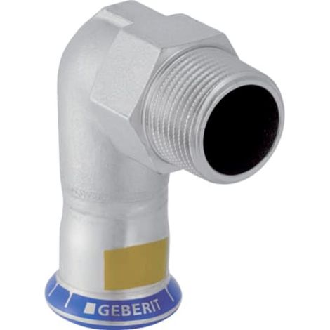 Geberit Mapress Acero inoxidable Codo de transición 90° con rosca macho (Gas), DN 32, 34153