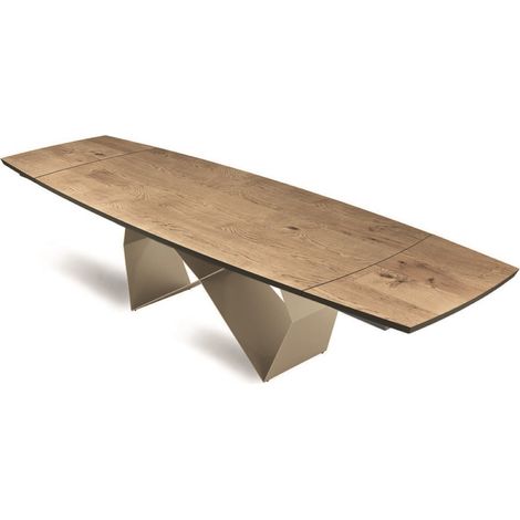Tavolo allungabile 300 cm con base metallo Beige e piano Rovere Crudo WALL (1/3)