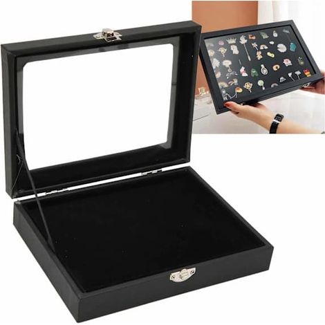 BelleRise - Boîte de présentation et rangement de marque noire transparente anti-poussière, pour maison et bijouteries (1/5)