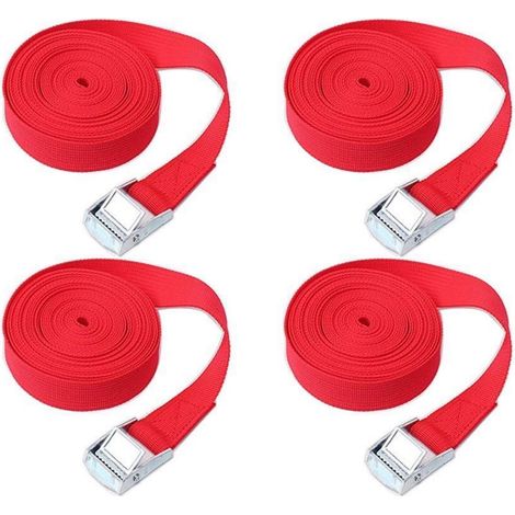 Spanngurte mit Ratsche 4er Set 5m x 25mm Rot für Ladungssicherung