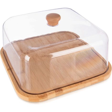 Bamboo cheese board with dome cover 30x30x17 cm 235492310 (1/5)