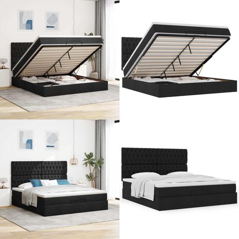 vidaXL Ottoman-Bett mit Matratze Schwarz 160x200 cm Stoff (1/5)