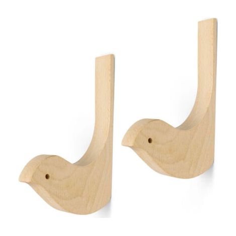 2 Pièce patère bois, 155 mm Porte Manteau Bois, Texture Claire, Forme D'oiseau, Patère Murale Peut être Utilisé Dans le Salon, la Chambre, la Salle de Bain, L'armoire (1/4)