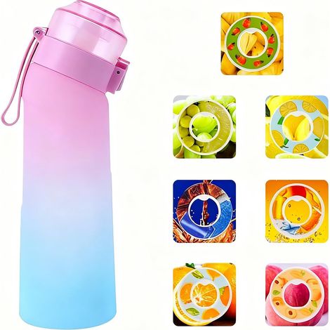 Gourde Sport,650ml éTanches Gourde Paille,éQuipé De Avec Dosettes En 7 Saveurs Et,Pods ParfuméS Pour Eau Aromatique 0 Sucre,Pour Gym,Randonné (1/5)