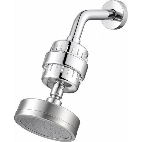 Ensemble pommeau de tête brossé avec bras de douche et filtre inox 22 × 17 × 9 cm 1,3 kg – Livraison gratuite (1/5)