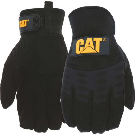 Gants De Protection Noirs – Caterpillar CAT12211 – Paume Clarino – Dos Spandex – Doublure Thinsulate – Résistance À L'Abrasion - M
