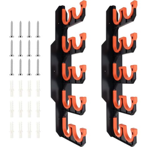 Porte-cannes à Pêche - 10 Canne - ABS Orange - Support Mural Garage - Rangement Organisé - 72x11x6 cm (1/5)