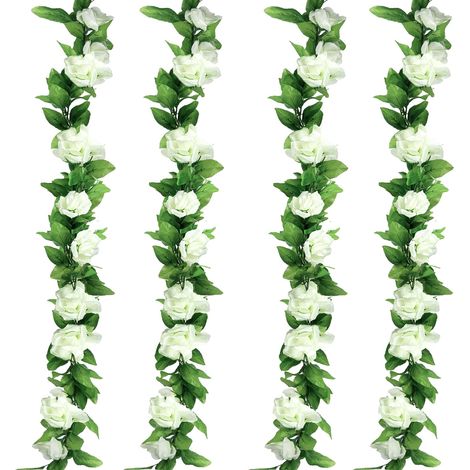 4 Pièces Guirlande Fleurs Artificielles Deco Guirlande Vigne Roses Plantes Artificielles Suspendu Décoration Mariage 9 virgule 8M (1/5)