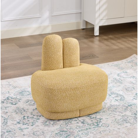 Hasen-Pouf, süßer Sitzhocker mit Ohren, weicher Stoff, stabil bis 120 kg, gelb (1/5)