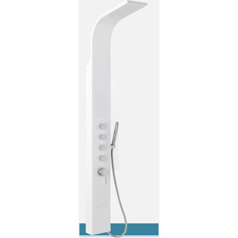 Pannello Doccia Multifunzione Danubio 166.5x15.5 cm - Alluminio Verniciato Bianco Soffione - Getto Orizzontale (1/4)