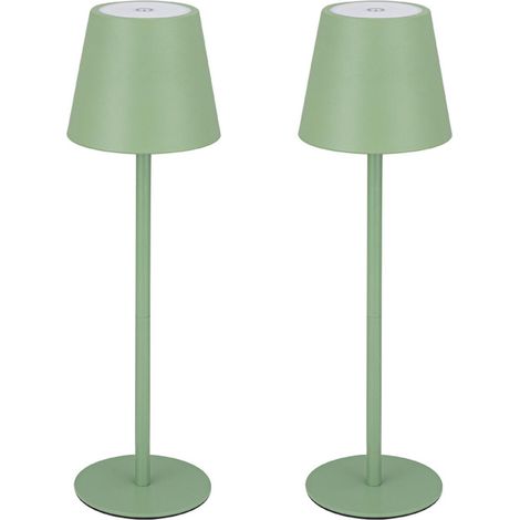 Lot de 2 lampes de bureau LED à intensité variable, rechargeables et vertes, avec port USB-C, idéales lumière chaude 3000 K (1/5)